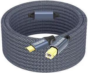 TAISUSAN USB C Printer Cable 50ft, USB B to USB C Printer Cable,High Speed USB C MIDI Cable Compatible for Keyboard,MacBook Pro/Air,Printers and Scanners