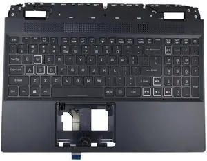 HJPMTS New Notebook Palmrest Case w Keyboard, White Backlit, Narrow Cable,Size 15.6", Replacement for Acer Nitro 5 AN515-58 AN515-46 6B.QFMN2.001