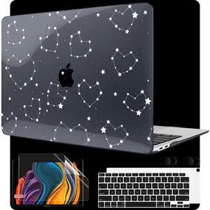 MEEgoodo for MacBook Air 13 inch Case 2021 2020 2019 2018 Released A2337 M1 A2179 A1932 with Touch ID, Plastic Hard Shell & Keyboard Cover Compatible with MacBook Air Case 13.3,Constellations & Hearts