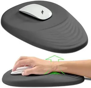 Hokafenle Ergonomic Mouse Pad Wrist Support, Terraced Slope Carpal Tunnel Wrist Pad for Mouse with Unibody Memory Foam, Wrist Rest Pain Relief Mousepad (Dark Grey, 11.8x7.9 in)
