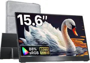 kksmart Portable Monitor 15.6 inch 1080P FHD 88% sRGB 60Hz, Travel Monitor for Laptop MacBook Surface PC Xbox PS5, HDMI Dual USB-C VESA Compatible Built-in Speaker, with Stand