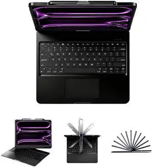 Swivel Keyboard Case for iPad pro 13 Case with Keyboard(M5/M4, 2025/2024)&& iPad Air 13 inch case(M3, 2025/M2, 2024) &iPad Pro 12.9 (6th/5th/4th/3rd Gen),Trackpad,Rainbow Backlit (Black)