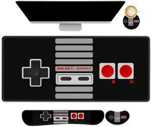 ARTSO Large Gaming Mouse Pad, Keyboard Wrist Rest Pad & Wrist Support Mousepad Set, Stitched Edge, Extended, Non-Slip Base, Memory Foam Desk Mat, Black Game Console