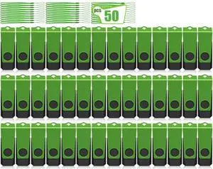 AGECASH 2GB USB Flash Drive 50 Pack Bulk USB Thumb Drive Green Swivel USB 2.0 Flash Drives Memory Stick 2GB USB Drive Pack of 50 Pen Drive Jump Drive Multipack for Data Stroage and Backup