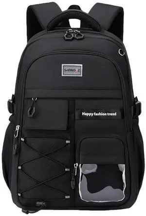 Laptop Backpack Large Cool Aesthetic Waterproof Hiking Travel Backpacks Multiple Pockets Book Bag for College Women Men (Black)