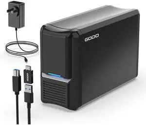 GODO 3.5 inch Dual Bay Hard Drive Enclosure,USB3.0 to 3.5" SATA HDDs External Enclosure,RAID 0/1/JBOD/PM Mode,Max 40TB RAID Hard Drive Docking Station,Aluminum