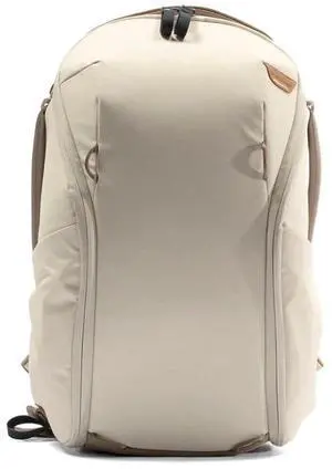 Peak Design Everyday Backpack Zip 15L, Bone, 270-Degree Zip, Dual Side Pockets, FlexFold Dividers, Fits 15" Laptop, For Camera Carry, Daily Commutes or Travel, Versatile Backpack for Men and Women