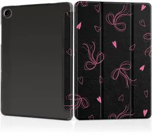 MEEgoodo for Samsung Galaxy Tab A9 Plus 11 inch Case 2024 2023 (Fit Model SM-X210/X216/X218), A9+ Tablet Cases with Silk Texture & PC Clear Back Cover, Ribbons Bow