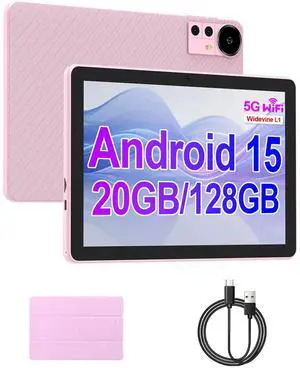 ICONLINK 10 Inch Tablet Android 15 Tablets with Case 4+16GB RAM+128GB ROM, 6000mah Battery 10 in Android Tableta, 2MP+8MP Dual Camera 10.1'' IPS HD Touch Screen Tab. (Pink)