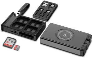 JJC SD/TF Card Reader with Cable Card SD/TF Holder, First Aid Kit Case for Travel or Outdoor, Multi Charging with USB-C 3.1 Cable with USB-A & Light & Micro USB and OTG Adapter Convertor Kit