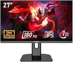Gawfolk 27 inch 2K QHD(2560×1440) PC Screen, 180Hz Gaming Monitor, 1ms Without Bezel, FreeSync,100% sRGB, 178° Wide Viewing Angle, HDMI2.0DisplayPort, 75 * 75MM Wall Mount Compatible - Black