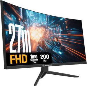 Westinghouse 27 Inch Curved Full HD Gaming Monitor, 200Hz, AMD FreeSync Support, Low Motion Blur, 1500R Curve, 1920 x 1080, for PC Games with Built in Speakers, DisplayPort, 2X HDMI