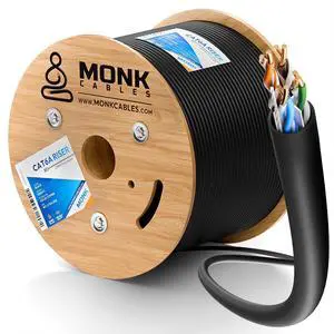 MONK CABLES | CAT6A Riser Cable 1000ft | 100% Pure Copper | ETL Listed | UTP, 23AWG, 750MHz | DSX-8000 Certified | Stable & Remarkable Performance (Black)
