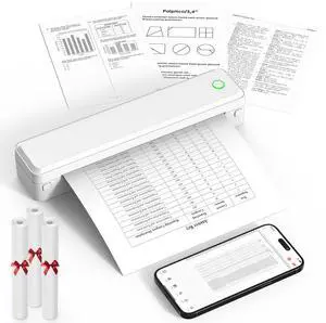 KNAON Bluetooth Thermal Printer, Portable Printer Wireless for Travel,Office&School, Includes 3 Rolls Paper  Supports US Letter,A4 Thermal Paper, Inkless Printing, Compatible with iOS,Android&Laptops