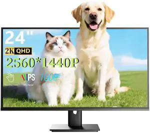 Pisichen 24 Inch Touchscreen Monitor 2K QHD 2560x1440 IPS Gaming Monitor, 100Hz, 3ms Response Time, 10-Point Multi Touch PC Display with HDMI/USB A/USB C/USB B(for Touch Function) Inputs