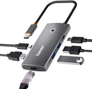 USB C Docking Station, iXever USB C HUB 6-in-1 Ethernet Adapter with HDMI 4K@60Hz, Ethernet 1000M, USB Type C, 2X USB 3.0 5Gbps, PD Charging 100W