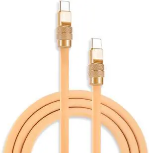 chubbycable Chubby 2.0 Fast Charging Cable Durable Soft Silicone USB C Cable 240W Extra Thick Charger Cord Compatible with iPhone 17-15 Series iPad, Desert+Desert, Type-C to Type-C, 6.6 FT
