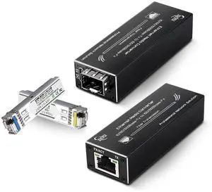 Mxtgifar Mini Gigabit Fiber Media Converter Pair 10/100/1000Mbps with Matched SFP Module Pair (SM Single Fiber 1310nm/1550nm 20km), USB Type-C 5V Power Input, for CCTV/IP Cameras