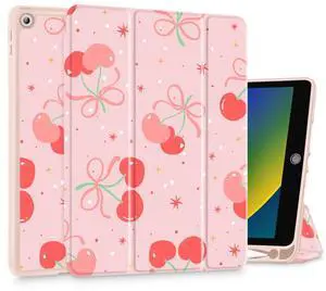Tuiklol Case for iPad 10.2 Inch 2021 2020 2018 Release 9th / 8th / 7th Generation, Built-in Pencil Holder TPU Protective Stand Back Cover Trifold Stand-Auto Wake/Sleep, Etro Cherry