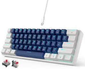 abucow 60% Mechanical Gaming Keyboard Red Switch Wired Compact Keyboard Anti-Ghosting No-Conflict 61 Swappable keycaps Ergonomic Design for Windows/Mac