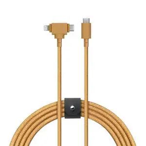 Native Union Belt Cable Duo  5ft Ultra-Strong Braided Universal Charging Cable  Made with Recycled Materials  2-in-1 Multi-Device MFi Certified Connectors for Lightning & Type-C Devices (Kraft)