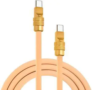 chubbycable Chubby 2.0 Anodized Version - 240W USB C Cable Silicone Fast Charging Cable Reflective Shine Charger Cord Compatible with iPhone 17-15 Series iPad, Desert Titanium, Type C to Type C, 6.6FT