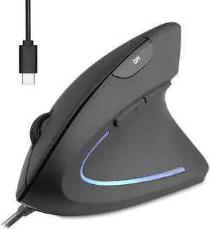 Perixx PERIMICE-513C Wired Vertical USB-C Mouse, 6 Buttons, Adjustable 1000/1600 DPI, Right-Handed, 5.9ft Cable, Black Perixx PERIMICE-513C Wired Vertical USB-C Mouse, 6 Buttons, Adjustable 1000/1600 DPI, Right-Handed, 5.9ft Cable, Black