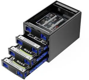 CENMATE Hybrid 2*2.5/3.5" SATA HDD/SSD+6* M / B+M Key M.2 NVMe Enclosure with Cooling Fan and USB A/C 3.2 Gen 2, Hard Drive Enclosure Support 92TB(2*22TB HDD+6*8TB 2230/2242/2260/2280/22110 SSDs)