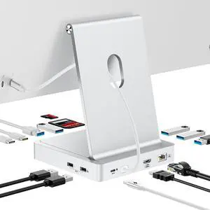 AGEEN 14-Port Upgraded 10Gbps USB Hub for iMac 24 inch 2021/2023/2024 M1/M3/M4, iMac Accessories with 5 USB-A 3.2, 2 USB-C 3.2, 4K@60Hz HDMI, Gigabit Ethernet, SD/TF, SSD Enclosure(SSD Not Included)