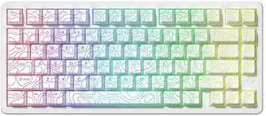 dagaladoo Double Shot PBT keycaps 119 Keys Set White Topographic Shine Through Custom keycaps Cherry Profile Custom Keyboard Key caps for 60/65/75/TKL/96/100% US Layout Mechanical Keyboard