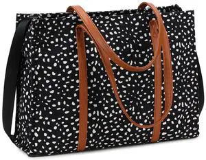 Laptop Tote Bag for Women Work 15.6 inch Canvas Shoulder Bags Computer Messenger Purse Teacher Handbag Office Briefcase