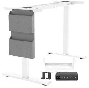 PulvinarVita Standing Desk Frame, Stand up Desk Frame Workstation, Electric Adjustable Legs, 3 Memory Height Settings, with Cable Management Tray and Storage Bag, 2pcs Headphone Hook