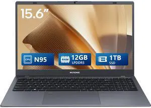 WIPEMIK Laptop Computer, 12GB LPDDR5 RAM Laptop 1TB SSD, Quad-Core N95, 15.6 Inch 1080P IPS Display Laptops, WiFi 5, BT 5.0, Fingerprint, USB Type-C