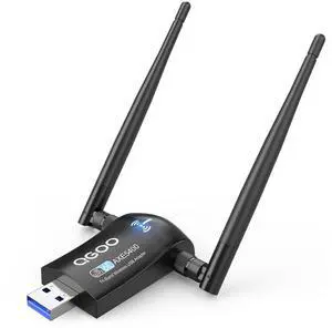 Tri-Band WiFi 6E Adapter for Desktop PC: QGOO USB 3.0 Axe 5400 Wireless Network Receiver/Dongle with 5dBi Dual Antennas, WiFi Card/Stick 6G/5G/2.4G for Laptop Computer Only Compatible Windows 11/10
