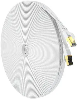 Cat 8 Ethernet Cable 50 FT, Outdoor&Indoor High Speed Heavy Duty Network LAN Internet Cable,SFTP Gold Plated RJ45 40Gbps 2000Mhz Patch Cord, for Modem/Router/Gaming,Faster Than Cat7/Cat6/Cat5-White