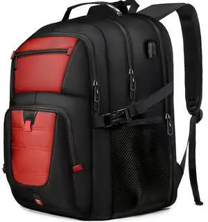 Z-MGKISS Big Travel Backpack, Large Laptop Backpack, TSA Approved Bag 50L, Anti-Theft Water Resistant Computer Daypack 17.3 Inch, Red
