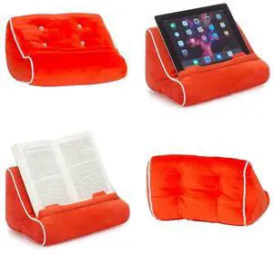 Gifts for Readers & Writers Book Pillow Tablet Stand for Bed Red - Premium Cushioned Book Holder for Hands Free Reading, Stylish Tablet Holder for Bed, Kindle Pillow Stands & Lap Ipad Holders