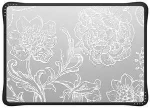 CASETiFY Impact MacBook Air 13.6" (M2-M4) Case [Cushioned Impact Corners/Scratch-Resistant/Anti-Slip Grip] - White line Art Flowers - Clear Black