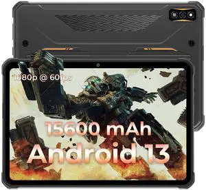 HOTWAV R7 Rugged Tablet Android 13, 15600mAh 10.1 Inch HD+ Waterproof, 12GB+256GB/(2TB TF) Outdoor Work Tablets, 16MP+16MP Camera Octa Core/Daul SIM 4G/IP68&IP69K/Face ID/GPS/OTG/Widevine L1