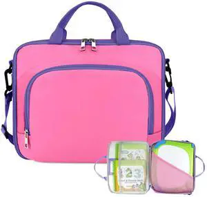 Carrying Case compatible wiht LeapFrog LeapStart 3D Learning System, with Multiple Compartments to Hold up to 9 Books (Pink/Purple)