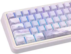 TIMSEKER 130 Keys Purple Side Print Shine Through Keycap Set, Custom PBT Keycap, Five Sided Dye Sublimation Cherry Profile Key Cap, Cherry Blossom Backlit Key Cap for Mechanical Gaming Keyboard