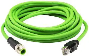 Lonlonty M12 to RJ45 Industrial Ethernet CableAutomation Systems Interconnect M12 4 Pin D Code Male to RJ45 Male Shielded Cable Assembly, IP67 Waterproof Cat5e SFTP 26 AWG 5M/16.5Ft