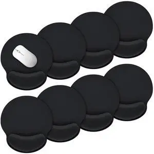 8 Pack Mouse Pad with Wrist Rest Support Comfortable Memory Foam Ergonomic Mouse Pads for Office Work & Gaming, Non-Slip Base Mousepad with Wrist Pain Relief for Laptop Computer, 9.8'' x 9.1'', Black