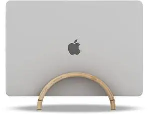 Kothar Wood Vertical Laptop Stand for Desk, Natural Bamboo, Space-Saving Desktop Dock for Apple MacBook, Microsoft Surface, iPad, Tablets and More