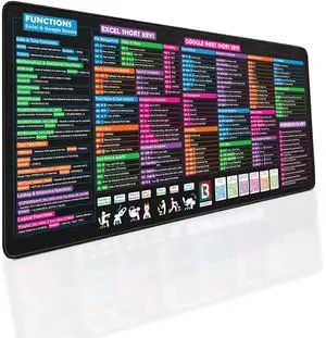 LAMBOCK EXCEL Formula Cheat Sheet Desk Pad - Excel Shortcuts Mousepad - Desk Matt for Desktop - XL Blotter Mat | Excell Formulas Cheat Sheet | 31.5" × 11.8"