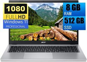 Acer Aspire 3 15 Slim Laptop, 15.6" Full HD (1920 x 1080) Display, AMD Ryzen 3 7320U Quad-Core Processor, AMD Radeon Graphics, 8GB DDR4  512GB PCIe SSD, Wi-Fi 6, Windows 11 Pro