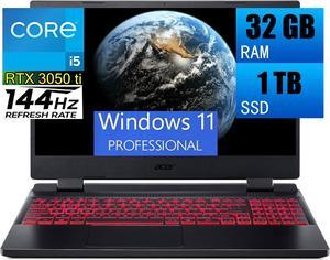 Acer Nitro 5 15 Gaming Laptop 156 FHD 144Hz Intel Core i512500H 12 cores Processor NVIDIA GeForce RTX 3050 Ti 4GB GDDR6 32GB DDR4 1TB PCIe SSD WiFi 6 Backlit Keyboard Windows 11 Pro