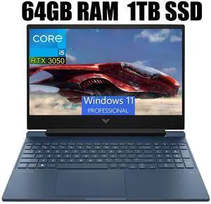 HP Victus 15 Gaming Laptop, 15.6" FHD 144HZ Display, Intel Core i5-12450H 8 Cores Processor, NVIDIA GeForce RTX 3050 4 GB GDDR6, 64GB DDR4  1TB PCIe SSD, Backlit Keyboard, Wi-Fi 6, Windows 11 Pro