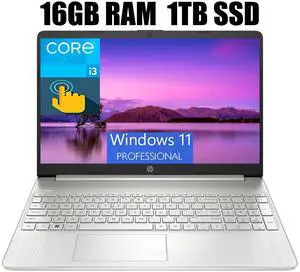 HP 15 Business Laptop, 15.6" HD (1366x768) Touchscreen, Intel Core i3-1215U 6 cores Processor, Intel UHD Graphics, 16GB DDR4  1TB PCIe SSD, HDMI, Bluetooth, Wi-Fi, Windows 11 Pro