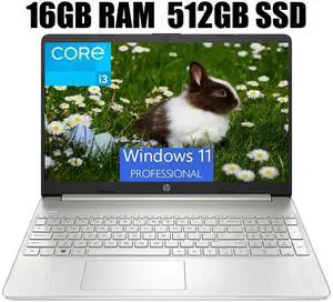 HP 15 Business Laptop, 15.6" Full HD (1920 x 1080) Display, Intel Core i3-1215U 6 cores Processor, Intel UHD Graphics, 16GB DDR4  512GB PCIe SSD, HDMI, Bluetooth, Wi-Fi, Windows 11 Pro